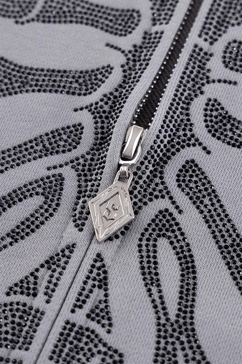  SUPPLIER/サプライヤー/ Fire Skeleton Rhinestone Zip Hoodie gray M