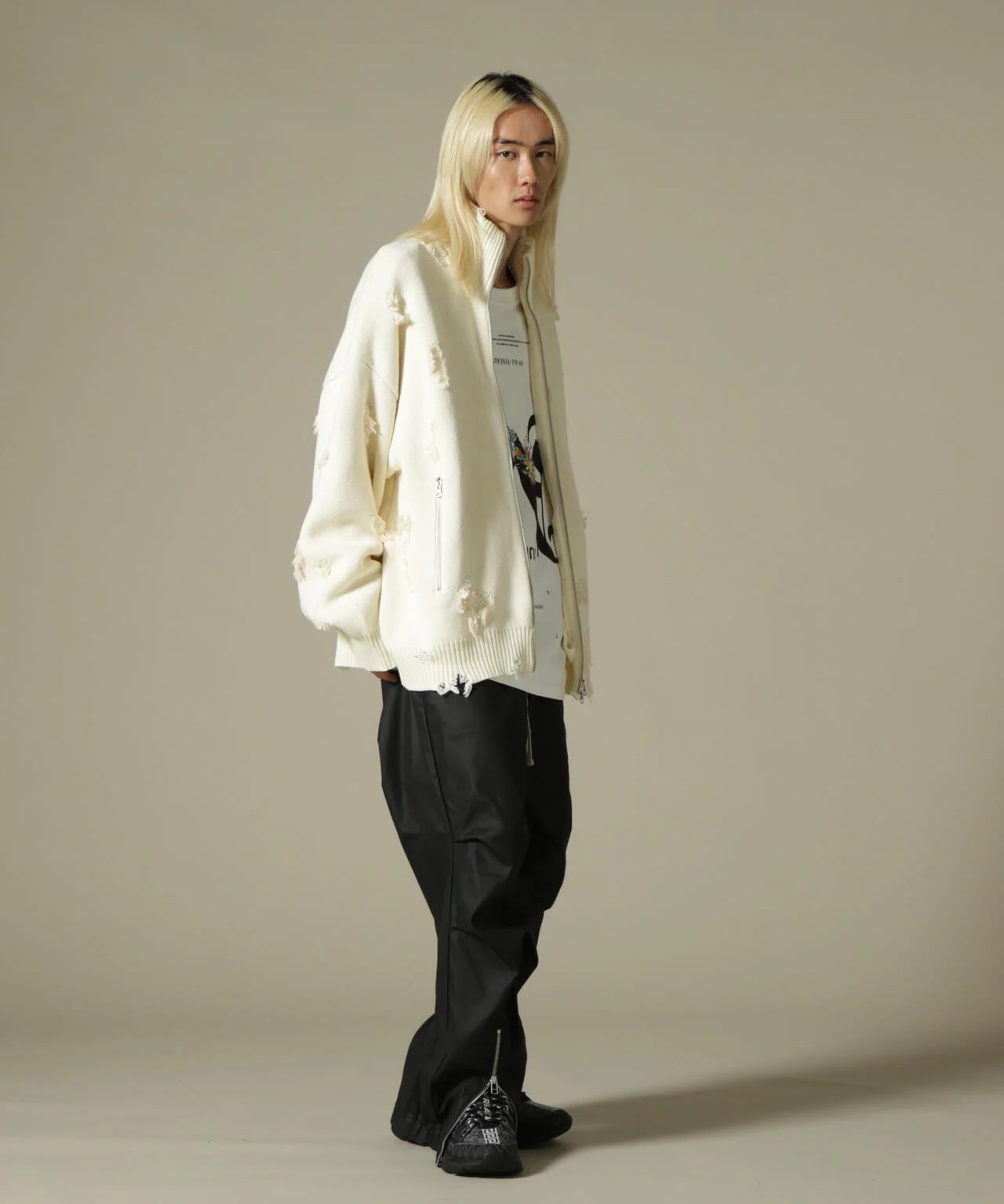 DankeSchon/ダンケシェーン/COATING FRONT ZIP PANTS/コーティングジップパンツ Black S