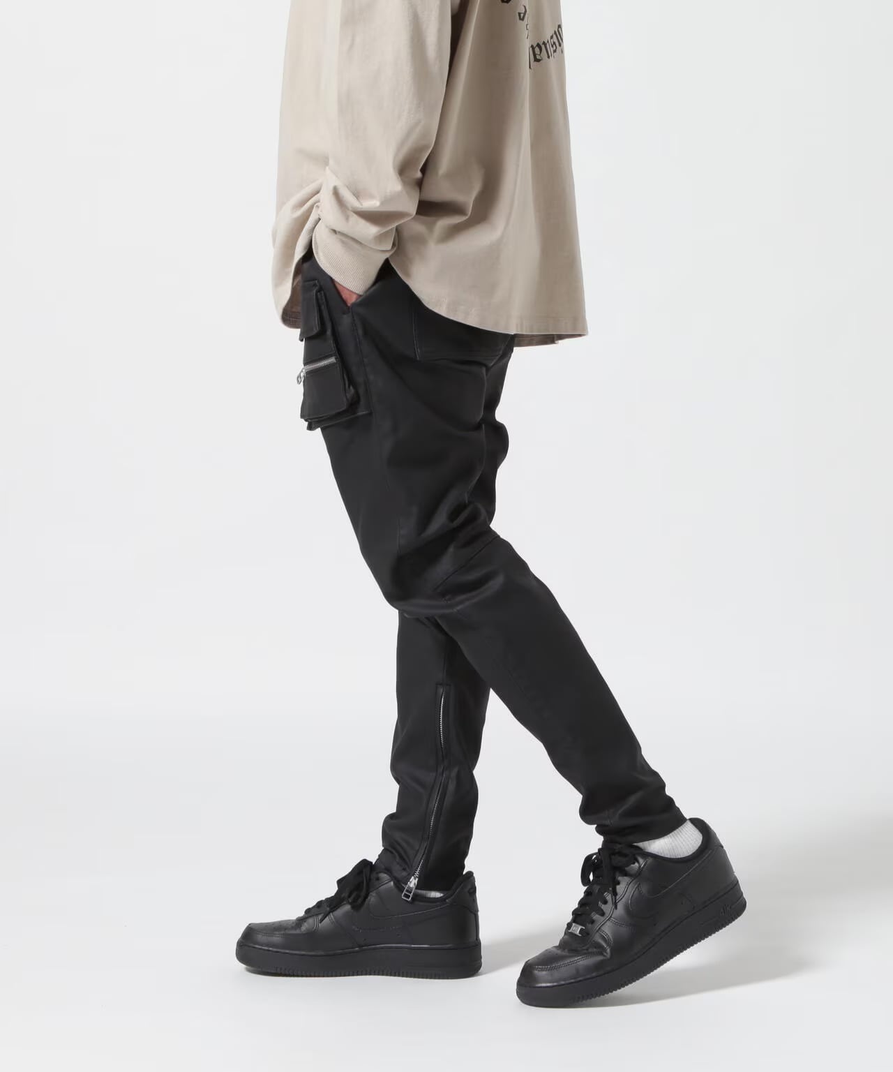 DankeSchon/ダンケシェーン/COATING FLAP POCKET PANTS Black S