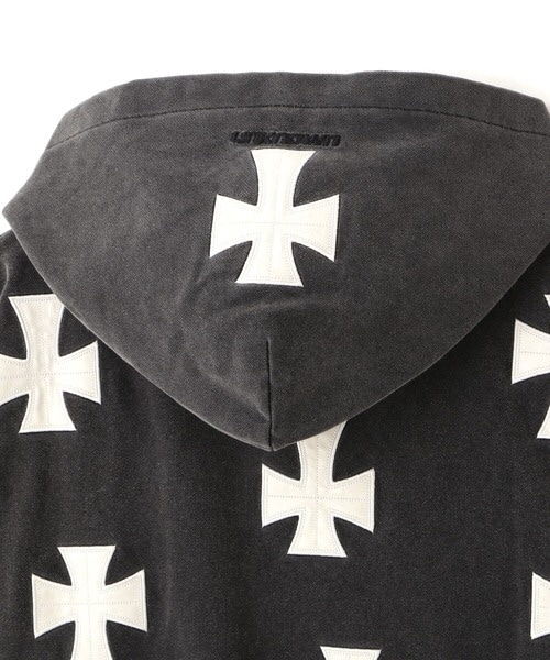 UNKNOWNLONDON/アンノウンロンドン/LHP別注 Leather Cross Zip Hoodie White M