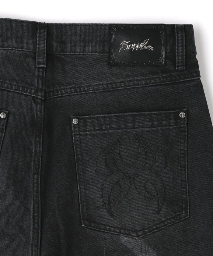 SUPPLIER/サプライヤー/DOUBLEKNEE BAGGY JEANS Black S