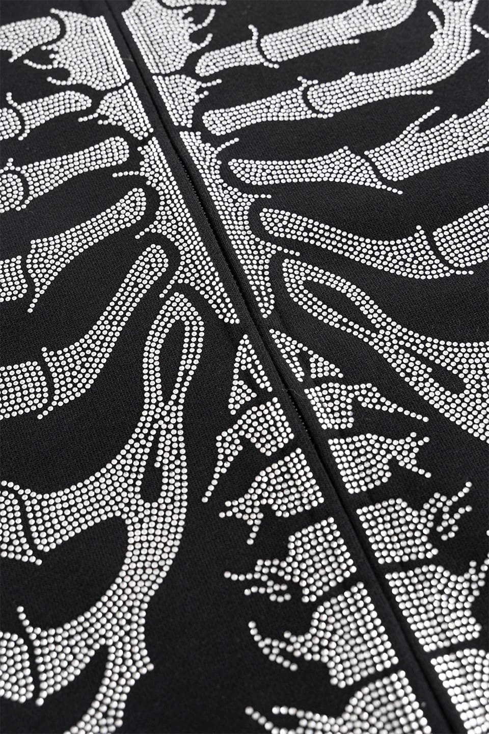 SUPPLIER/サプライヤー/ Fire Skeleton Rhinestone Zip Hoodie BLACK M