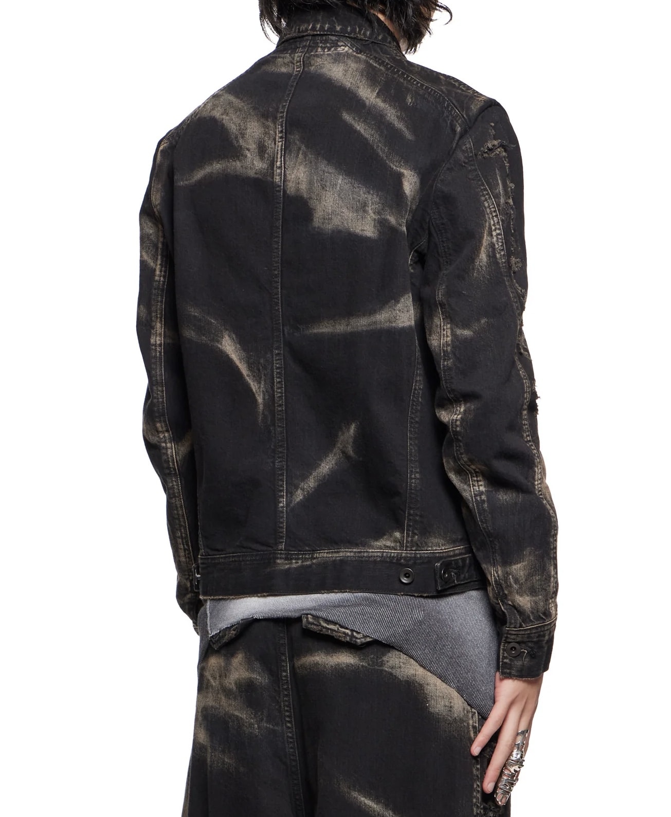 Julius /867BLM2-D Black / Bleach Denim Wash Jacket Black 2