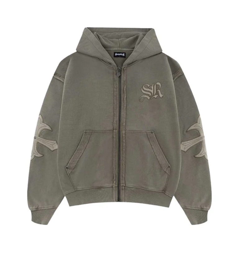 Supplier サプライヤー Fleur Leather Patch Zip Hoodie beige M