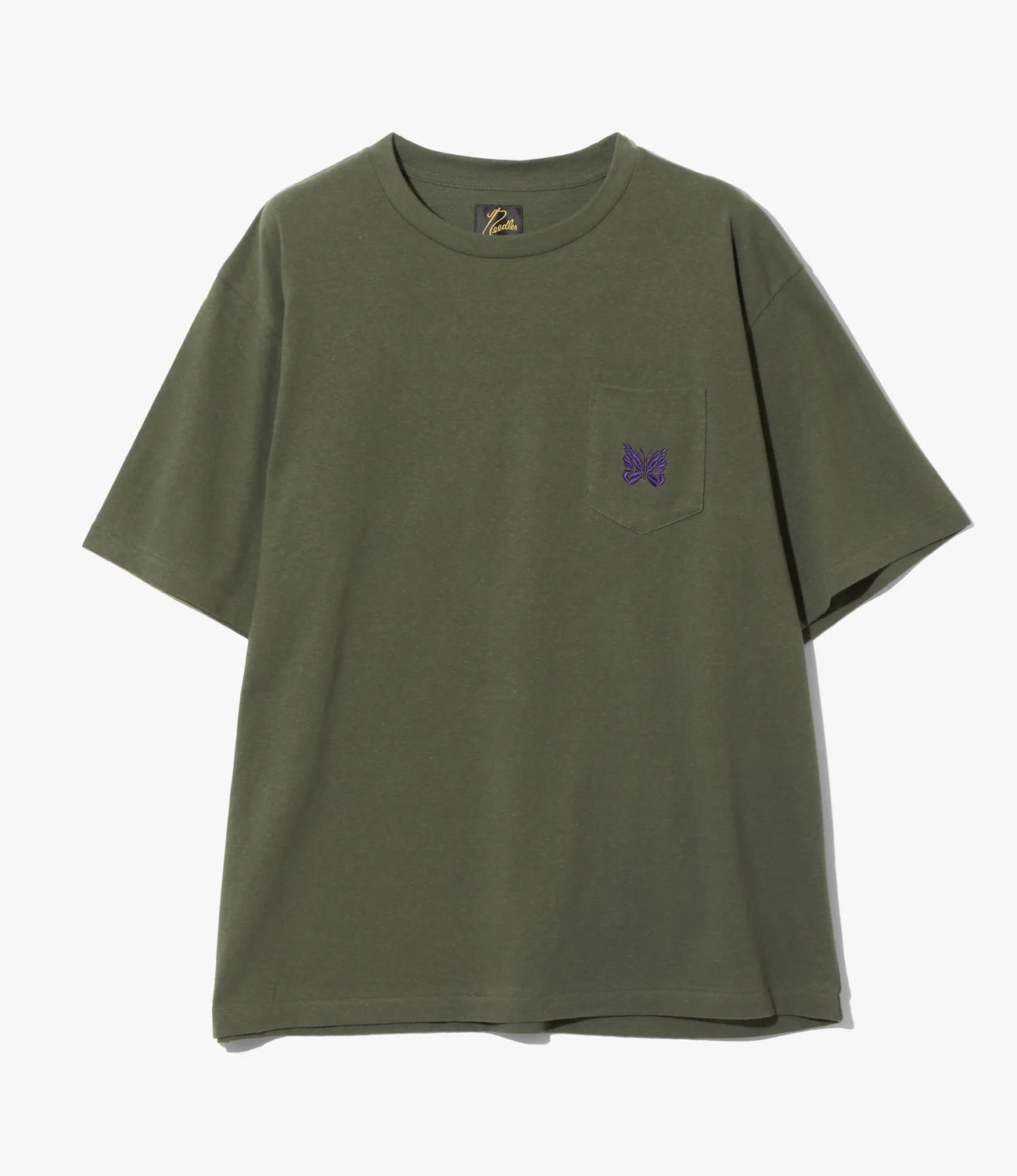 Needles/ニードルズS/S PAPILLON EMB. POCKET TEE - COTTON JERSEY 310 olive XS
