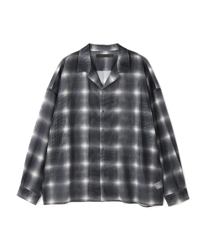 DankrSchon/ダンケシェーン/OMBRE CHECK MESH LONG SLEEVE SHIRT Black M