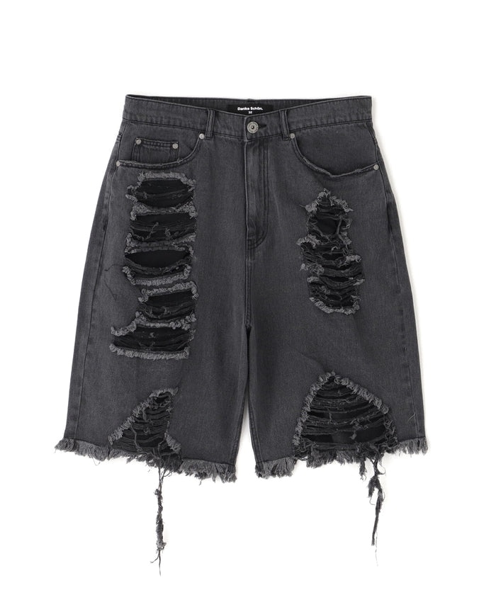  DankeSchon/ダンケシェーン/11oz DAMAGE DENIM SHORTS charcoal S