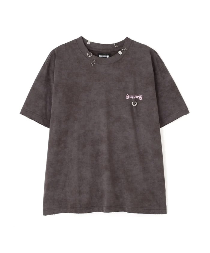 SUPPLIER/サプライヤー/【LHP EXCLUSIVE】DAMAGE PIERCED CROSS TEE pink M