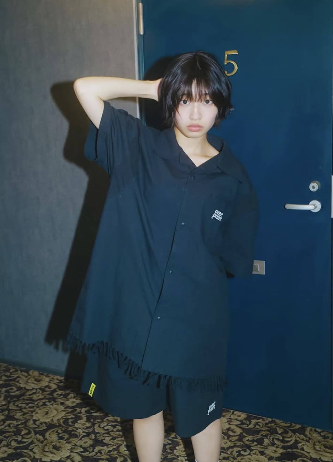 overprint/オーバープリント/COTTON LINEN BOWLING SHIRTS Black M