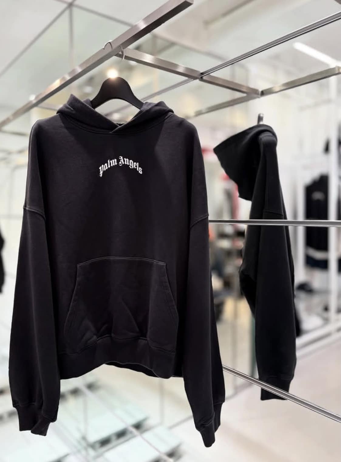 Palm angels/ パームエンジェルス/BACK CURVED LOGO LOOSE HOOD Black M