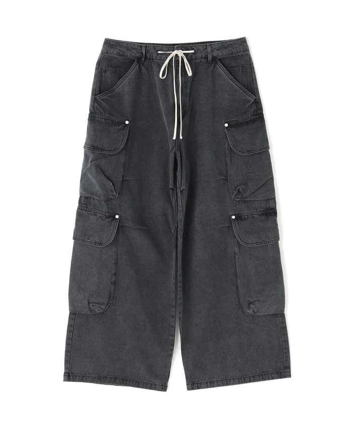 LP249キューバンスタイルギロMEINLとひょうたんと竹ヘコヘコメレンゲ DankeSchon/ダンケシェーン/12OZ CHEMICAL DENIM CARGO PANTS(S Black