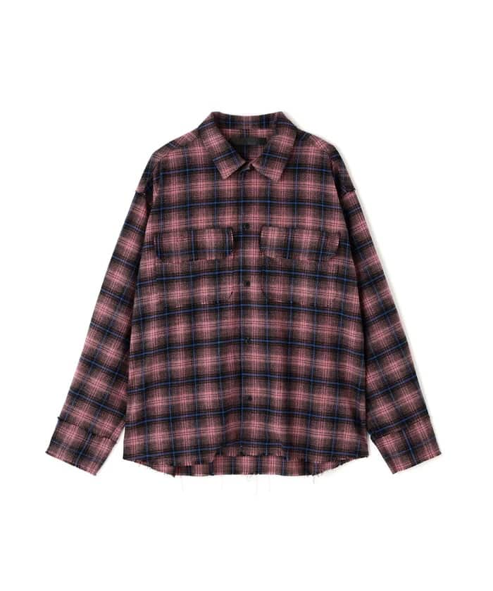 DankeSchon/ダンケシェーン/CUTOFF CHECK SHIRTS Pink M