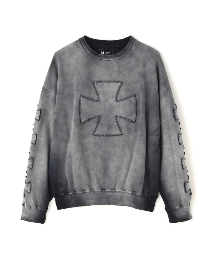 DankeSchon/ダンケシェーン/SPRAY PIGMENT SWEAT CREWNECK IRON gray L