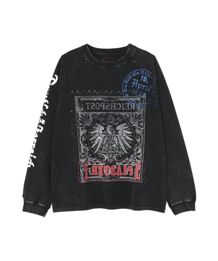 DankeSchon/ダンケシェーン/CHEMICAL RAGLAN LST STEMPEL Black M