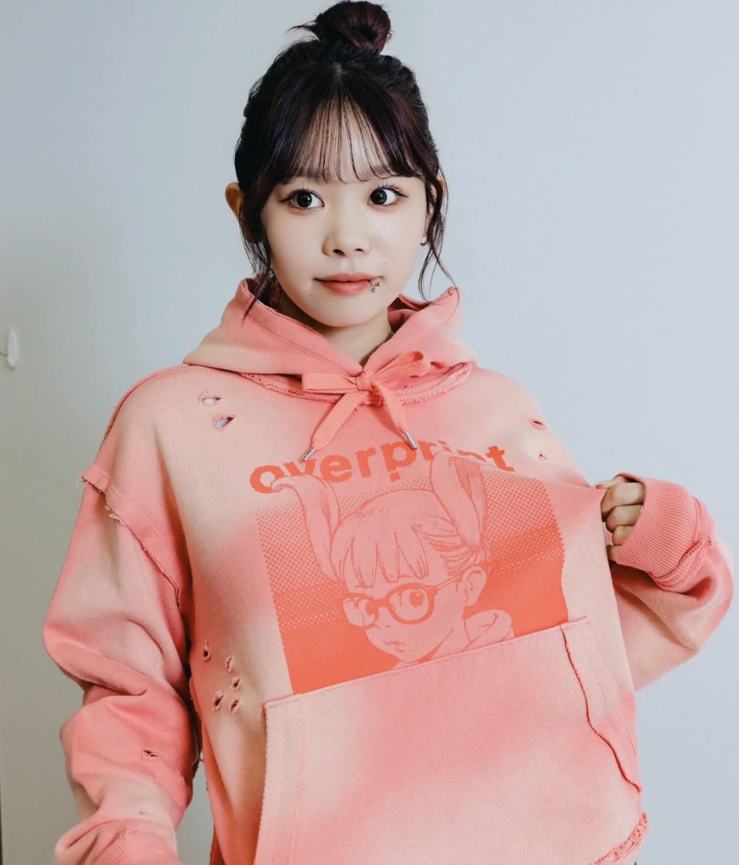 overprint/オーバープリント/SHADOW HOODIE C pink M