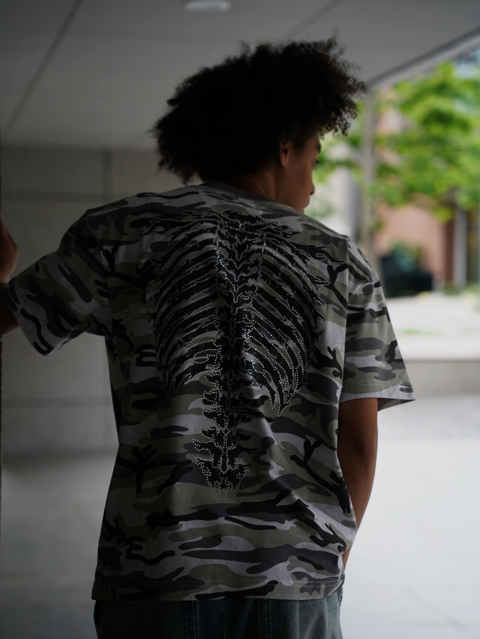 Supplier/Rhinestone Fire Bones Tee Exclusive LHP CAMO M