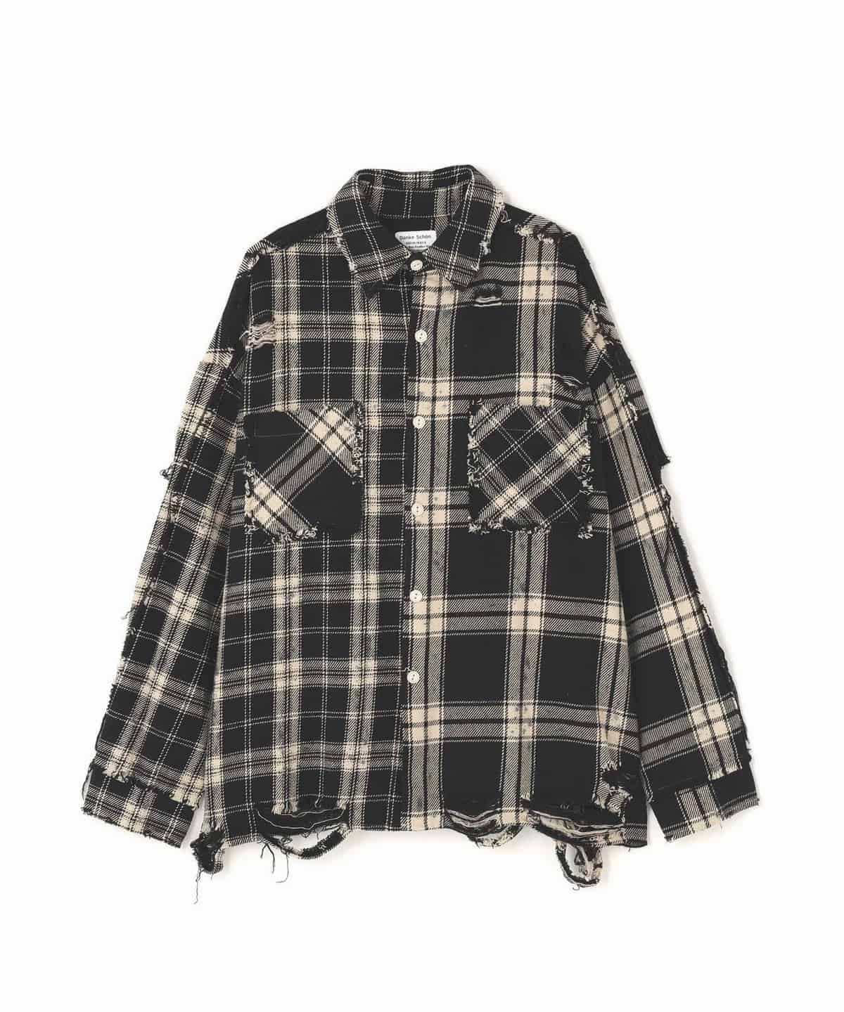 DankeSchon/ダンケシェーン/FLANNEL DAMAGE SHIRTS BI-COLOR(M BLK