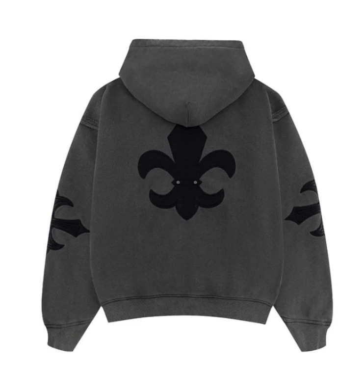 Supplier サプライヤー Fleur Leather Patch Zip Hoodie Black M