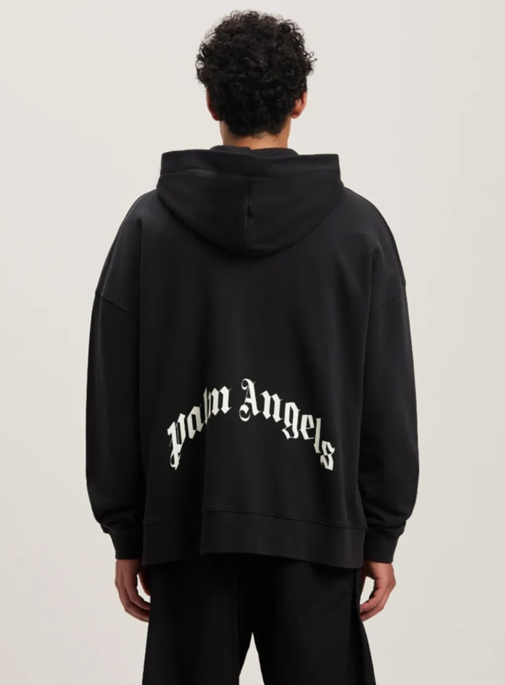 Palm angels パームエンジェルス CURVED LOGO ZIPPERED HOODIE Black M
