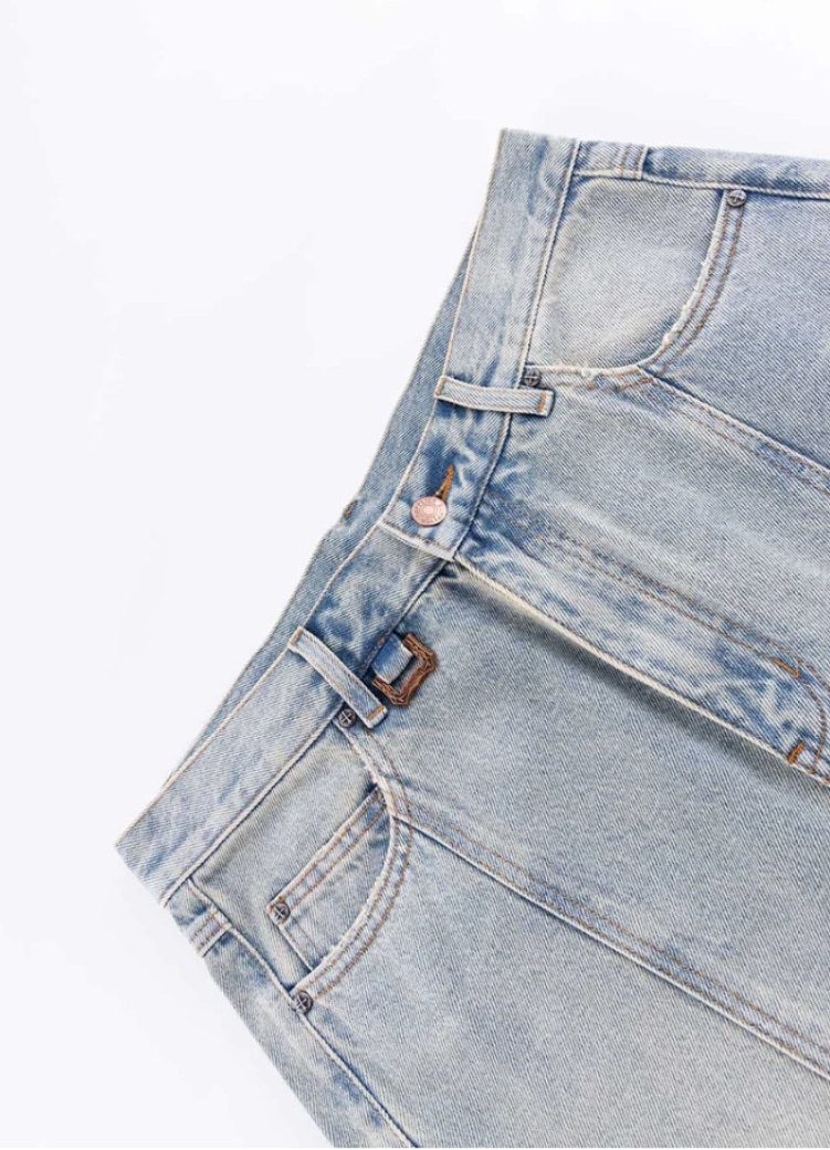 Supplier サプライヤー Cross Leather Patch Baggy Denim Pants Blue S