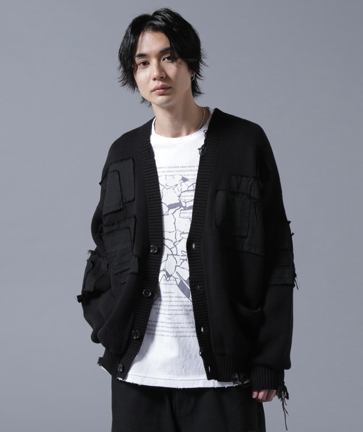 DankeSchon/ダンケシェーン/PACHWORK KNIT CD Black M