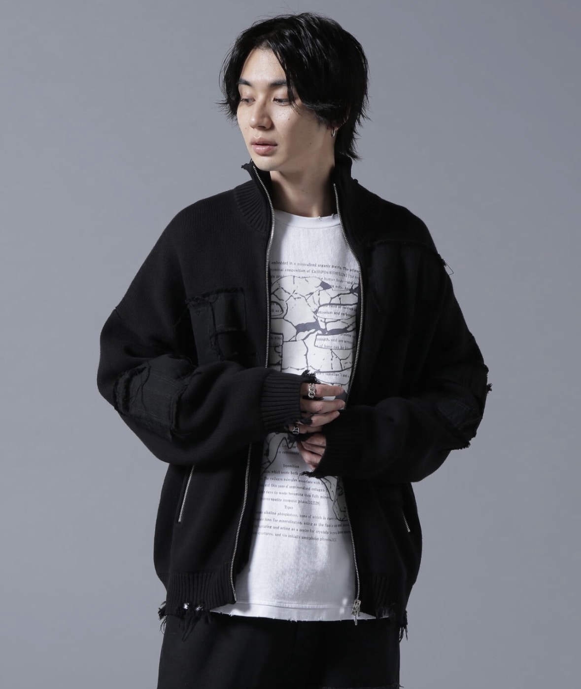 DankeSchon/ダンケシェーン/PATCHWORK KNIT DRIVERS Black M