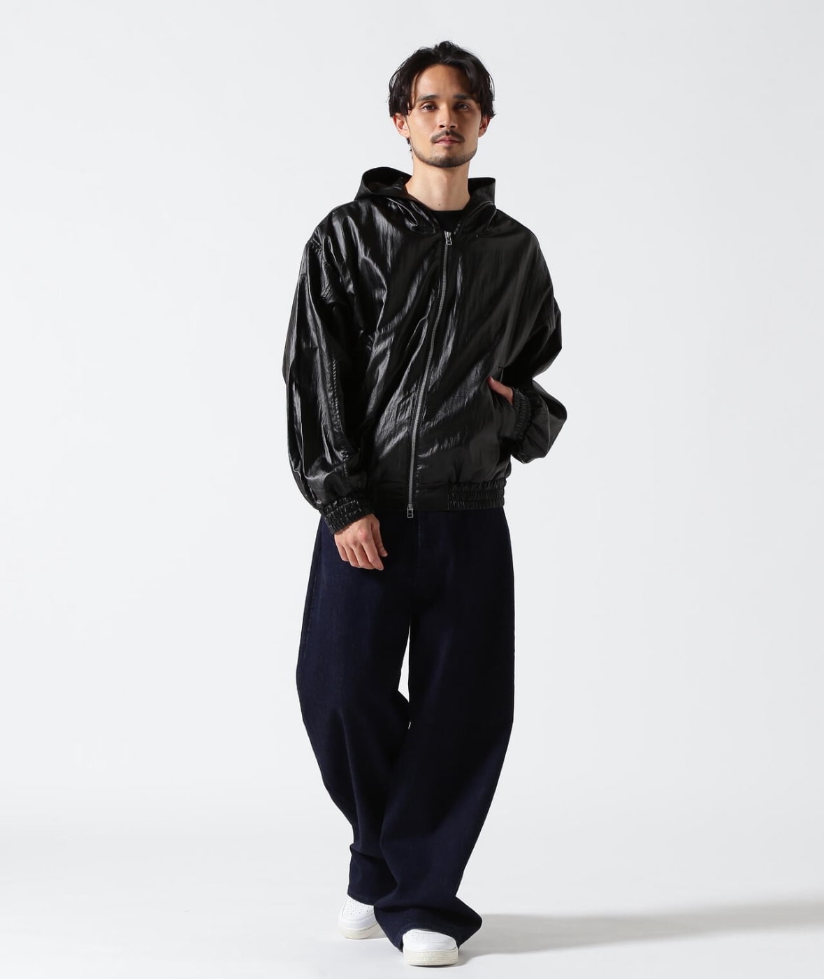 DankeSchon/ダンケシェーン/COATING TENCEL FULL-ZIP HOODIE Black M