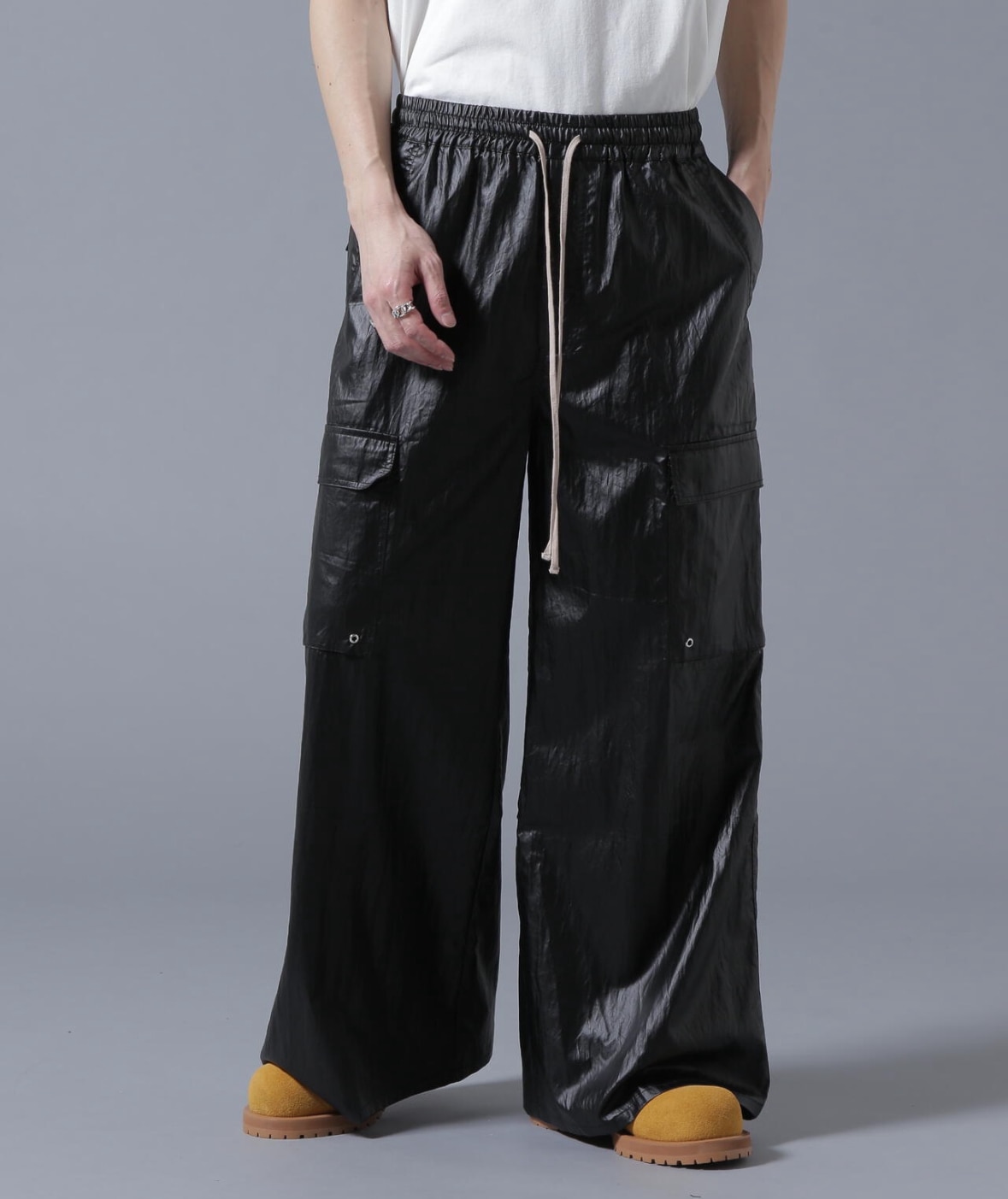 DankeSchon/ダンケシェーン/COATINGTENCEL FLARE CARGO PANTS Black S