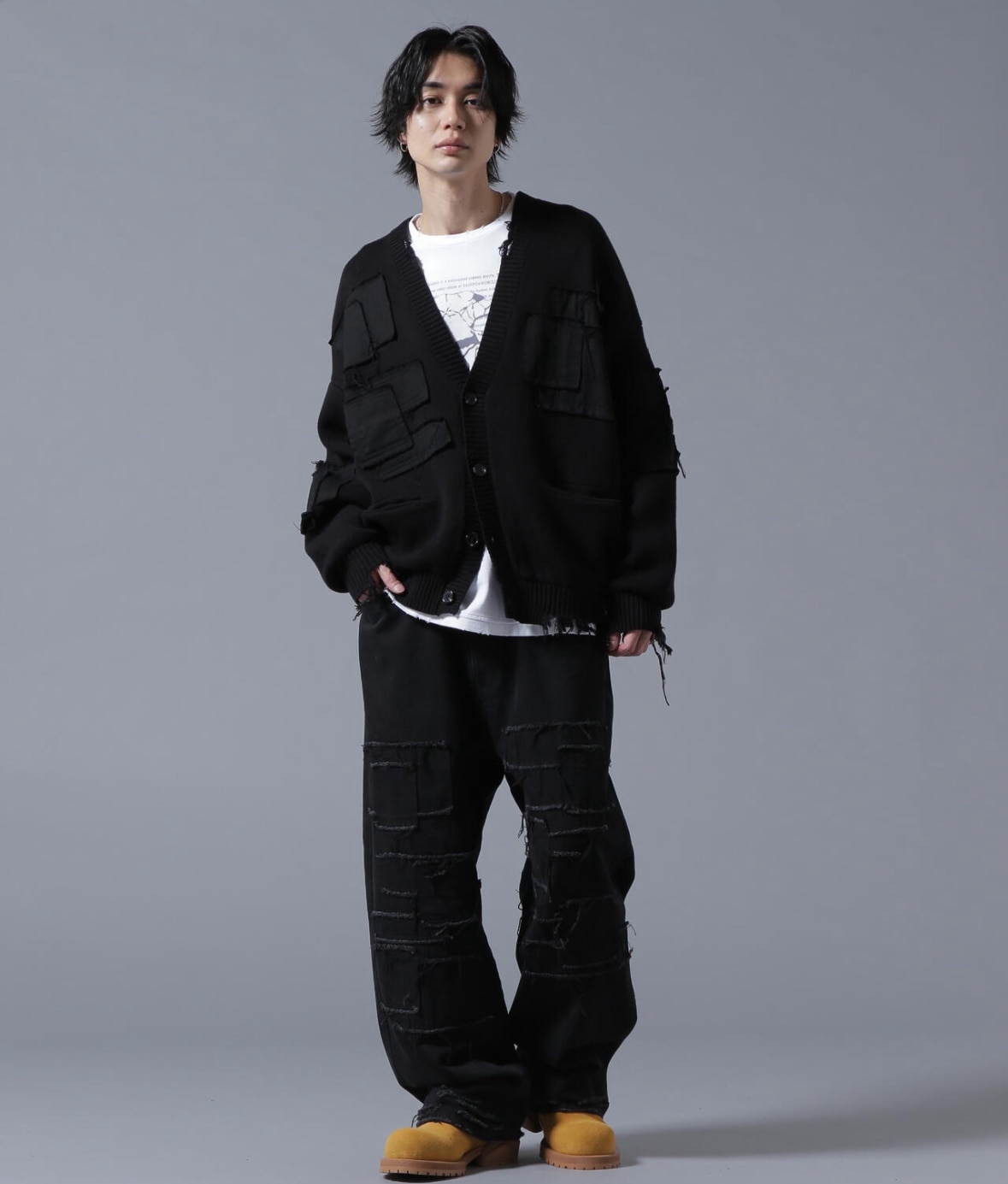 DankeSchon/ダンケシェーン/PACHWORK KNIT CD Black M