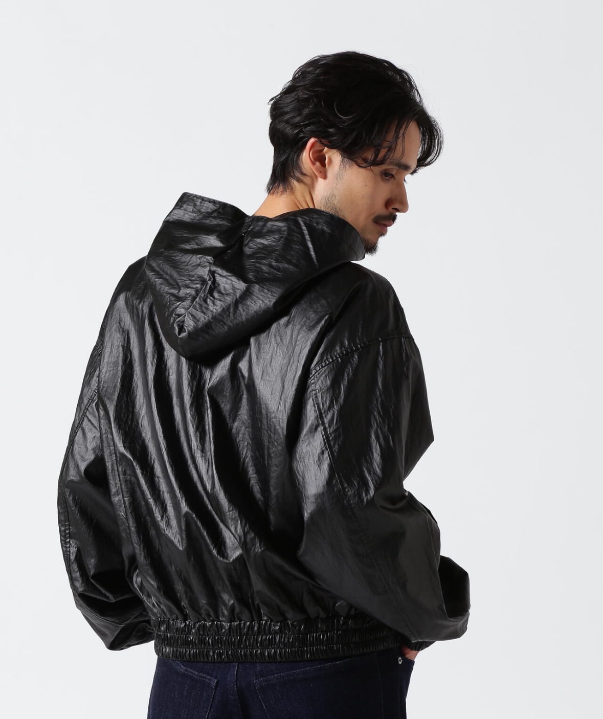 DankeSchon/ダンケシェーン/COATING TENCEL FULL-ZIP HOODIE Black M