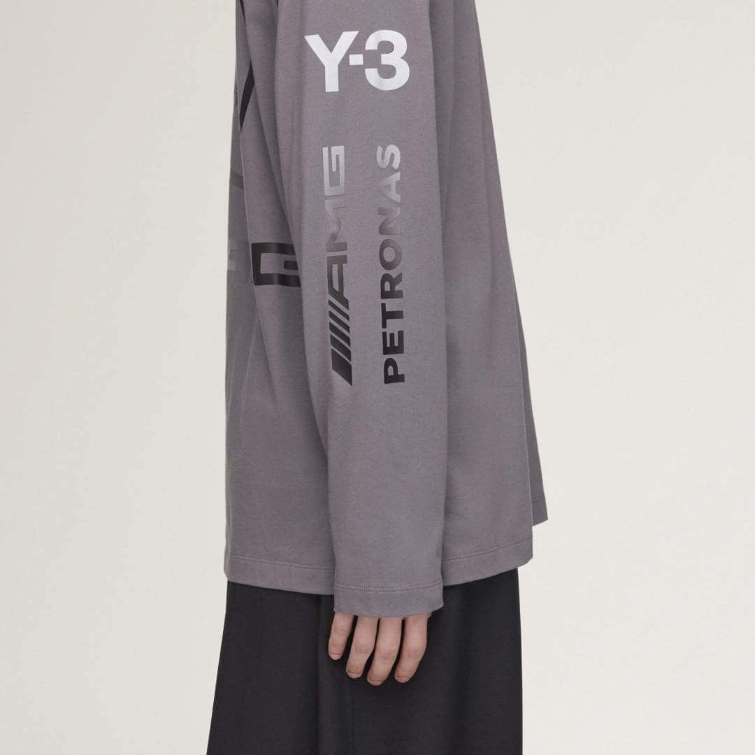 Y-3 MERCEDES - AMG PETRONAS FORMULA 1 TEAM CHAOS LOGO LONG SLEEVE TEE Gray S
