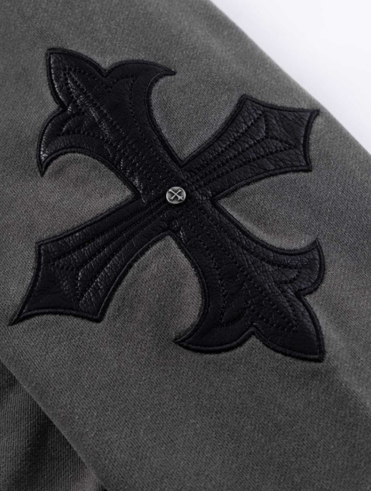 Supplier サプライヤー Fleur Leather Patch Zip Hoodie Black M