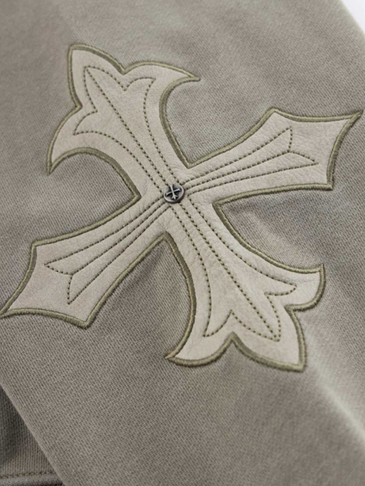 Supplier サプライヤー Fleur Leather Patch Zip Hoodie beige M