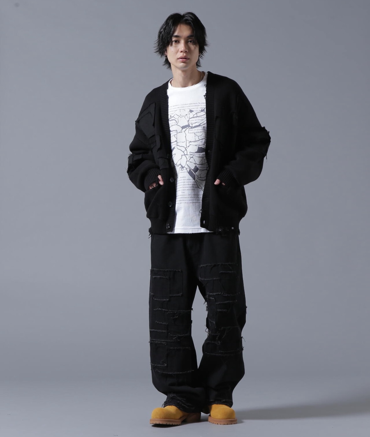 DankeSchon/ダンケシェーン/PACHWORK KNIT CD Black M