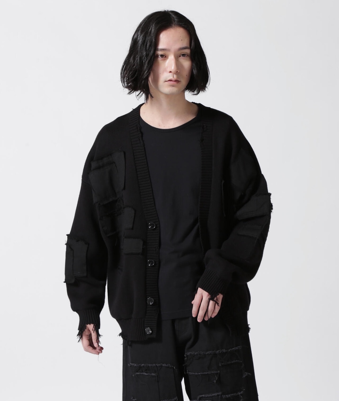 DankeSchon/ダンケシェーン/PACHWORK KNIT CD Black M