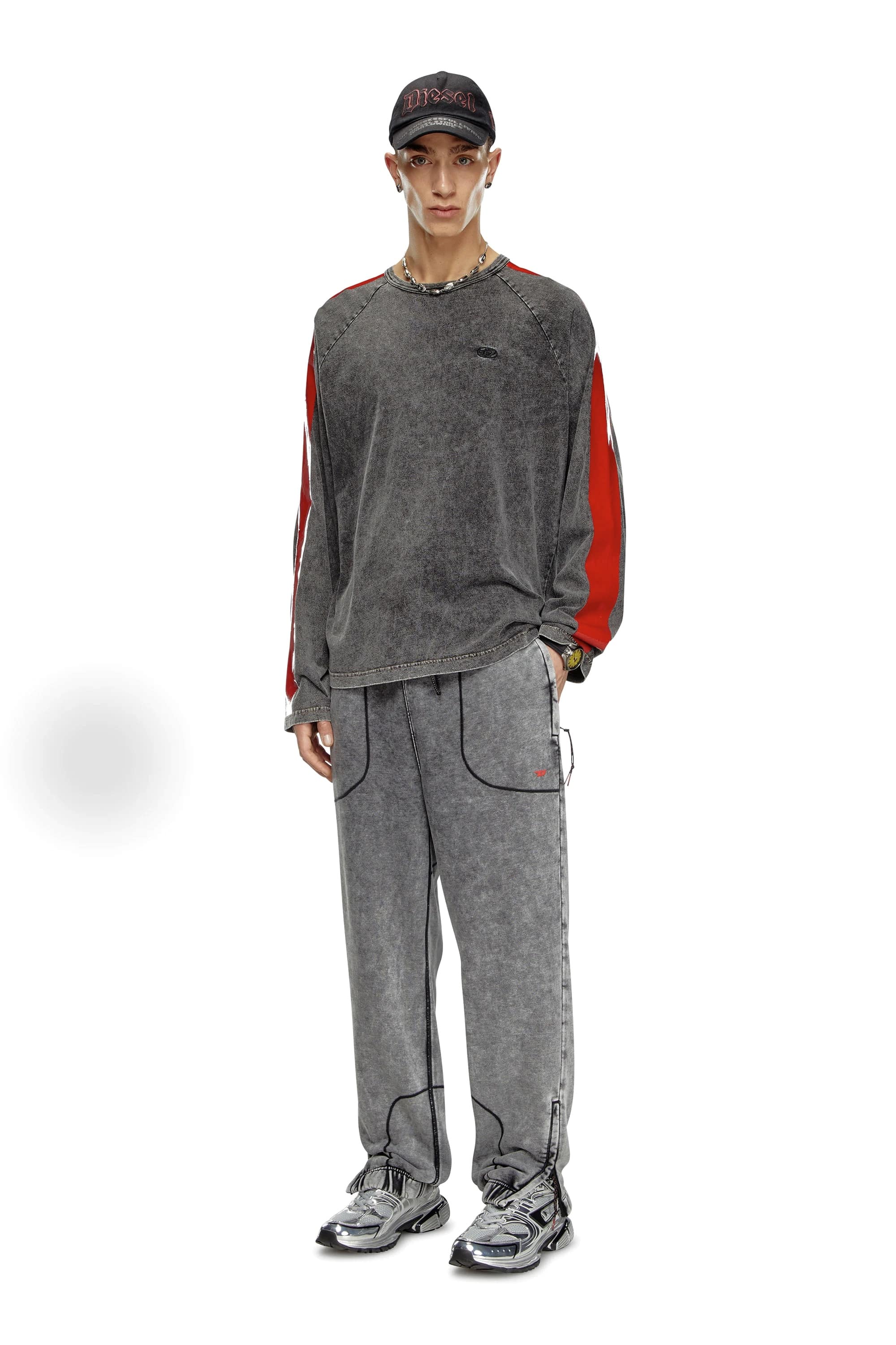 Diesel/Long-sleeve T-shirt with glossy bands gray S