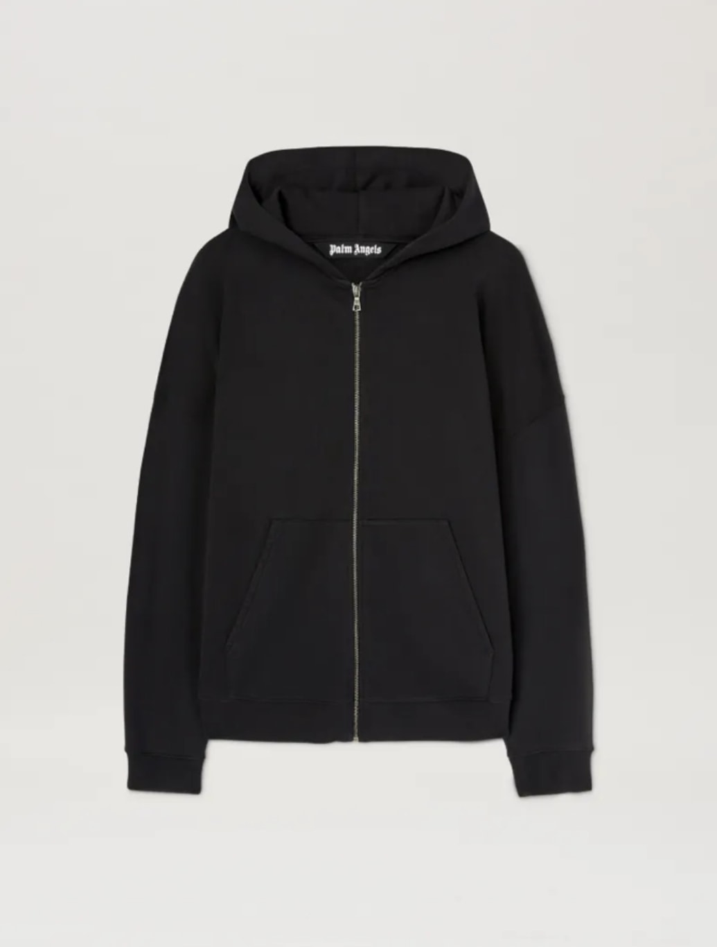 Palm angels パームエンジェルス CURVED LOGO ZIPPERED HOODIE Black M