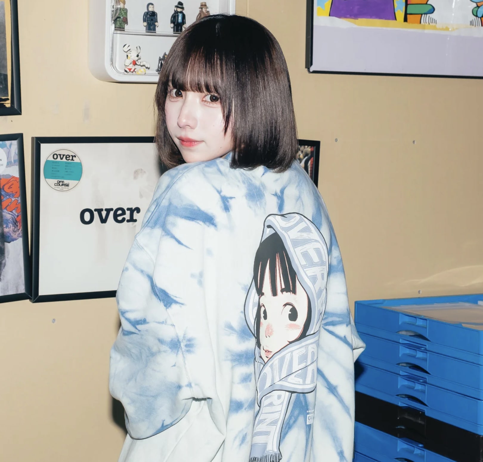 OVERPRINT/オーバープリント/TIE DYE SCARF SWEATSHIRTS BLUE M