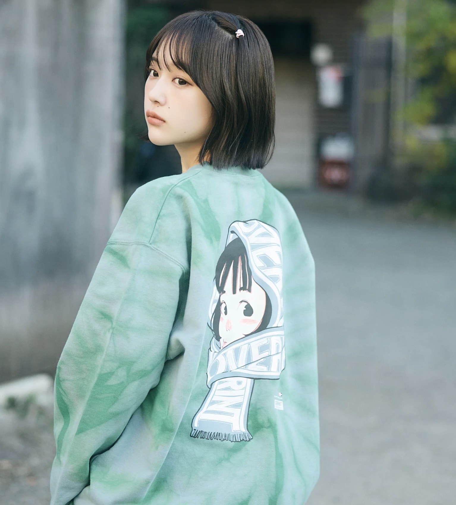 OVERPRINT/オーバープリント/TIE DYE SCARF SWEATSHIRTS Green M