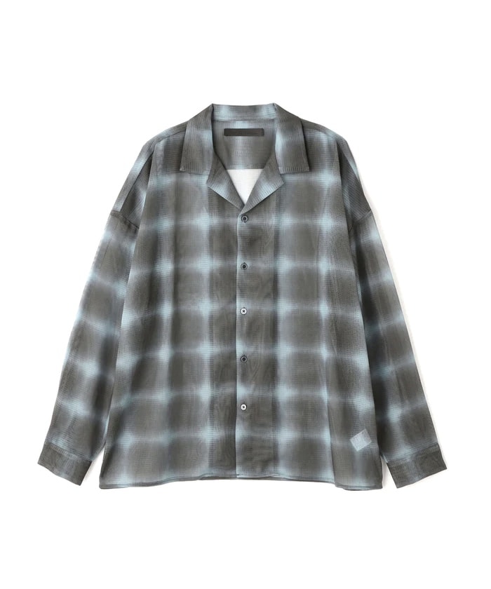 DankrSchon/ダンケシェーン/OMBRE CHECK MESH LONG SLEEVE SHIRT BROWN M