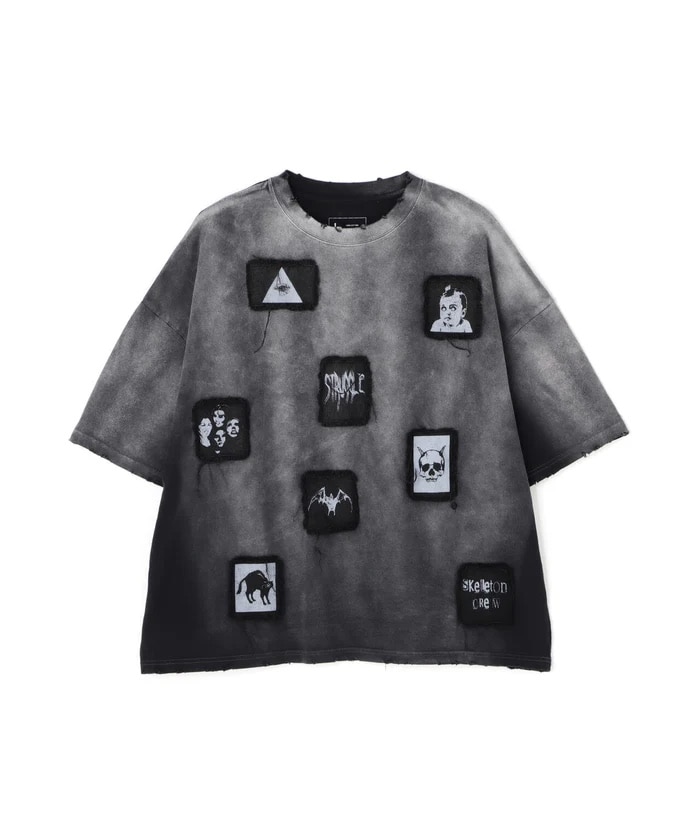 DankeSchon/ダンケシェーン/PIGMENT SPRAY S/S TEE PATCH(M Black DankeSchon/ダンケシェーン/PIGMENT SPRAY S/S TEE PATCH(M Black