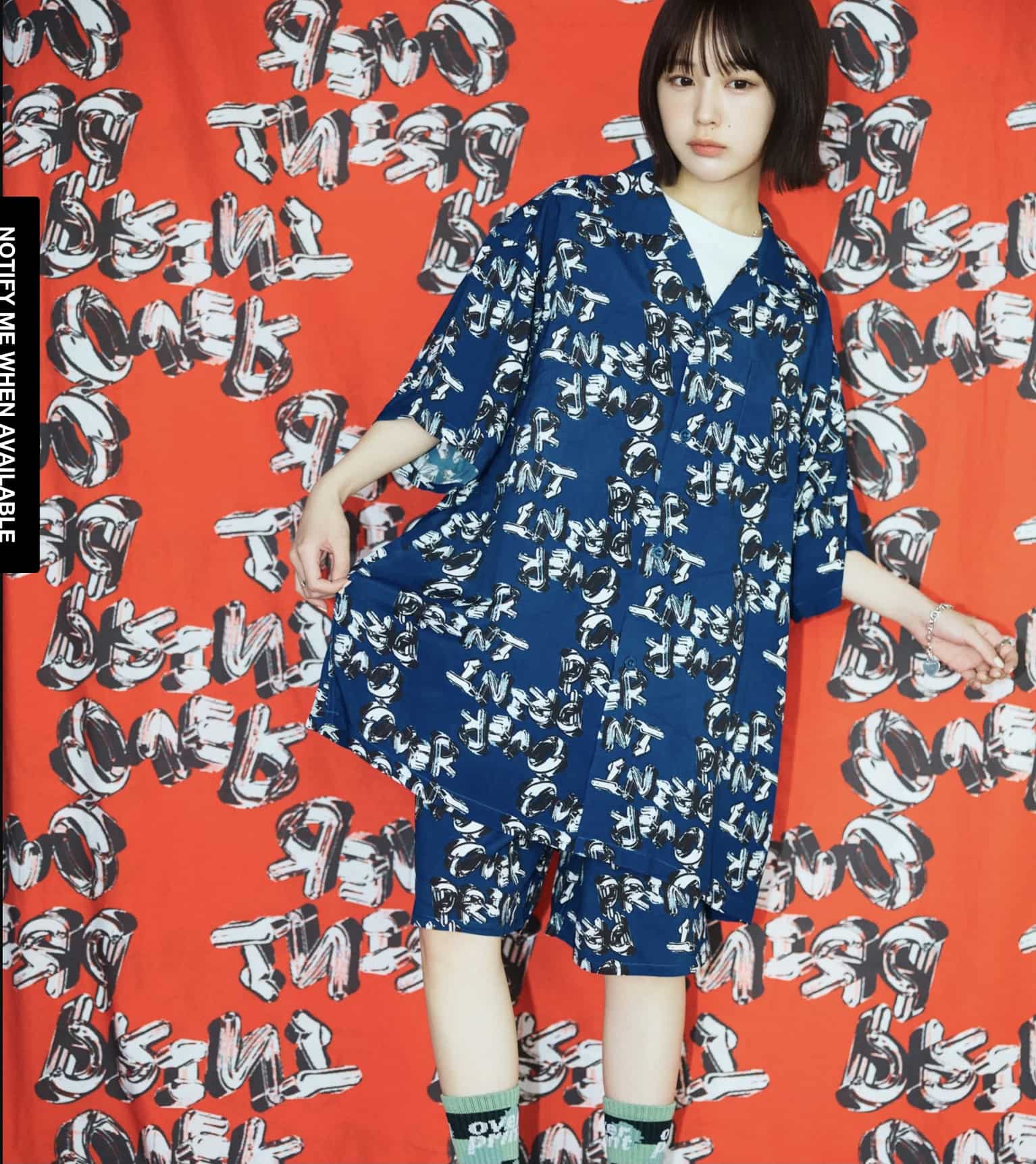 overprint/オーバープリント/ CHAIN LOGO RAYON SHIRTS Navy M