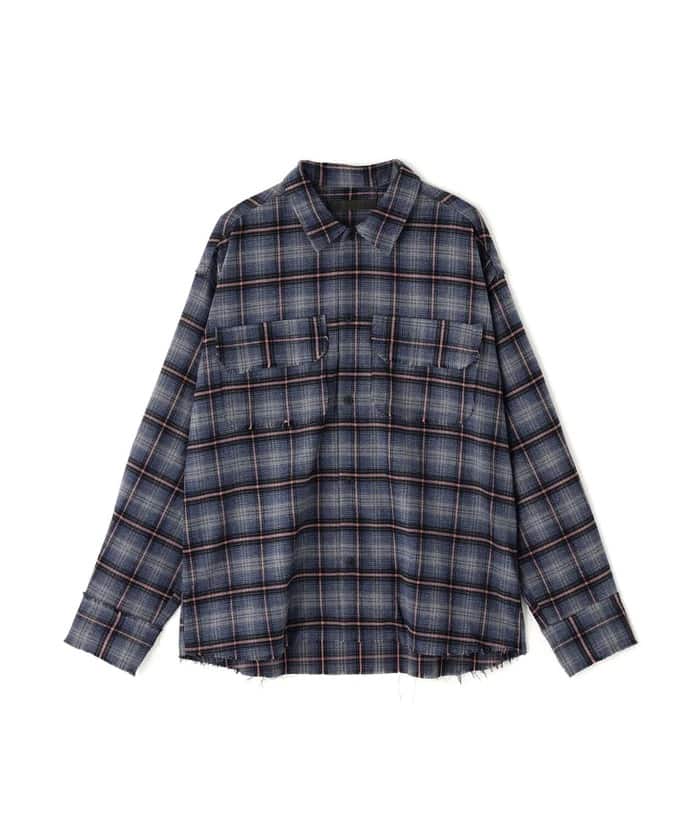 DankeSchon/ダンケシェーン/CUTOFF CHECK SHIRTS Navy M