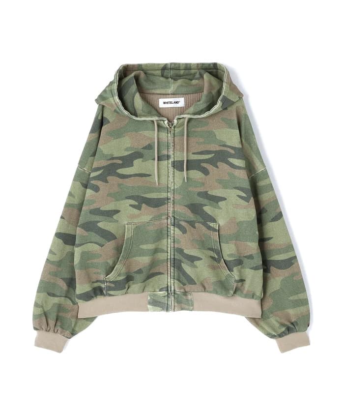 WHITELAND/ホワイトランド/ZIP UP CAMO HOODIE Green FREE