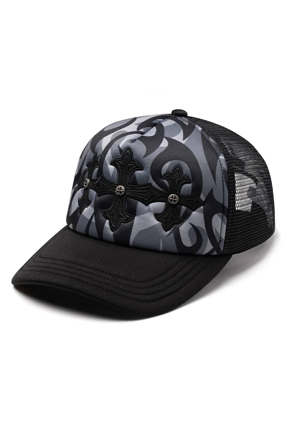 SUPPLIER/サプライヤー/ Tribal Camo Cross Leather Patch Mesh Cap Black Free