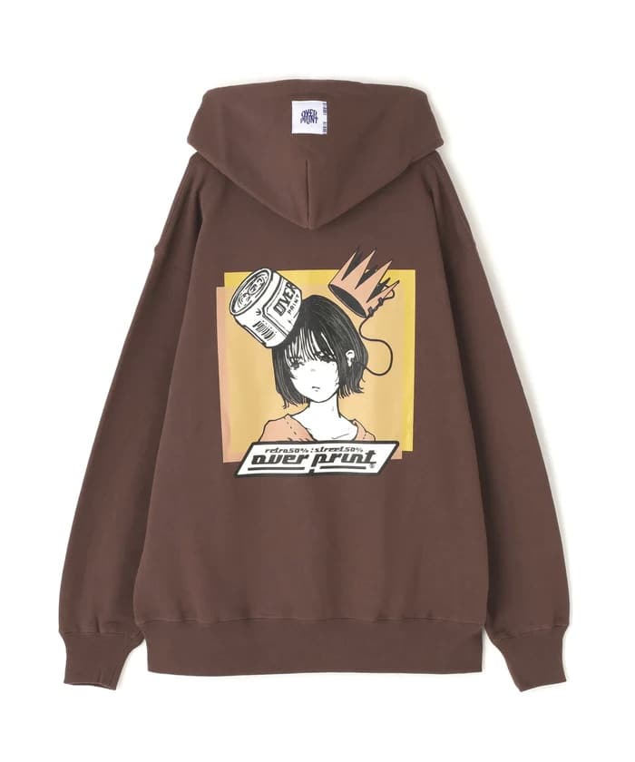 overprint/オーバープリント/Mix Colors Hoodie brown M