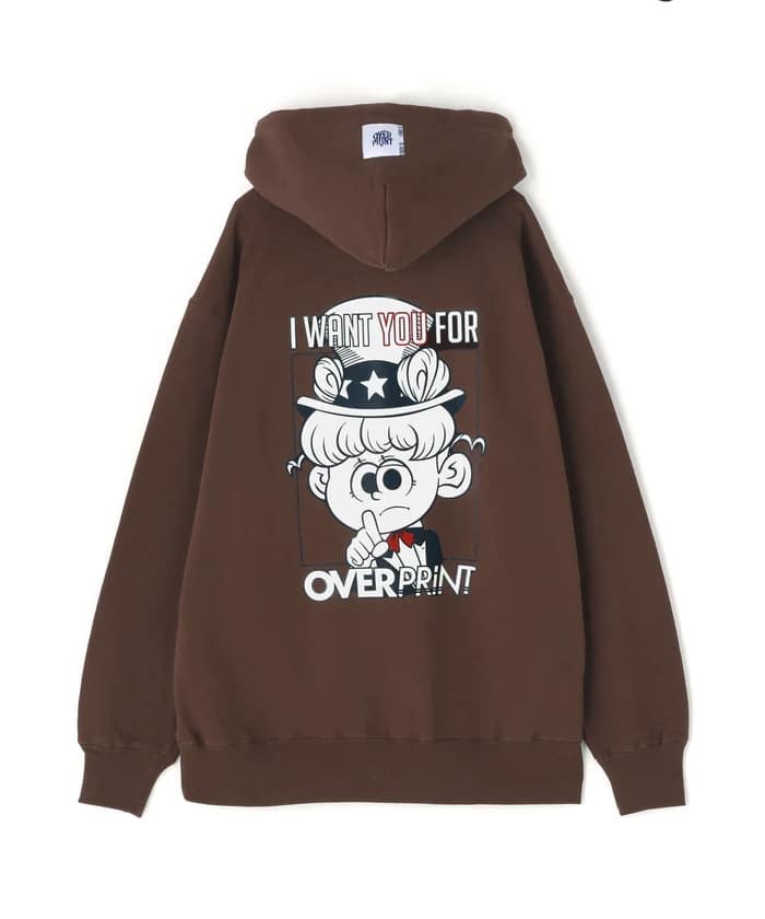 overprint/オーバープリント/UNCLE SAM HOODIE brown M