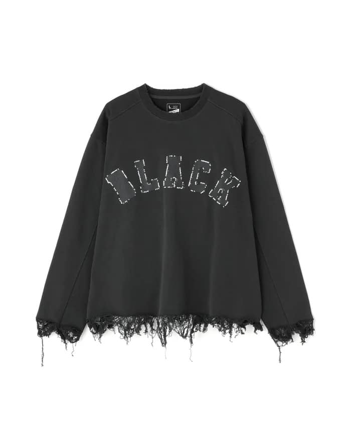 DankeSchon/ダンケシェーン/CUT FRINGE SWEAT CREWNECK BLACK Black M