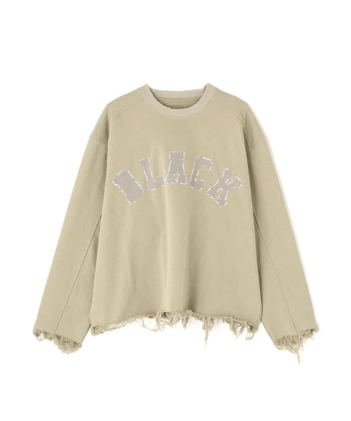 DankeSchon/ダンケシェーン/CUT FRINGE SWEAT CREWNECK BLACK Beige M