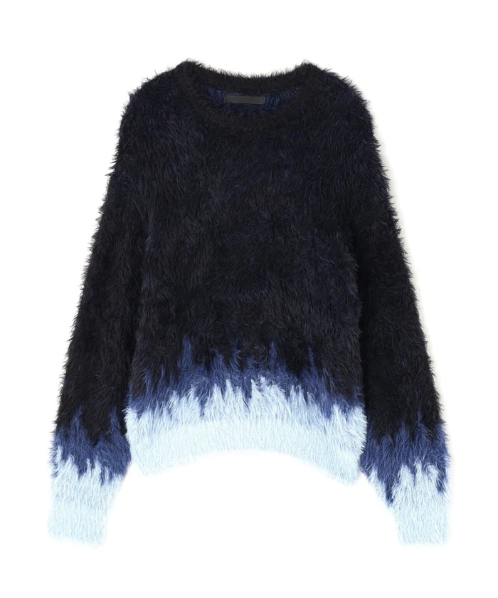 DankeSchon/ダンケシェーン/NYLON SHAGGY CREWNECK SWITCH Blue M